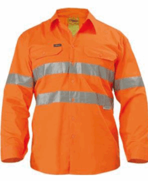 Bisley Vented Shirt LS Hi Vis Tape