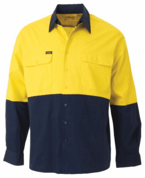 Bisley Drill Shirt LS Hi Vis