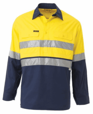Bisley Half Closed Shirt LS Hi Vis Tape
