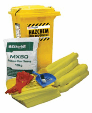 Spill Kit Hazchem 120L Wheelie Bin