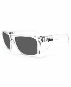 Eyres Stealth Clear Frame Safety Glasses Smoke Lenses