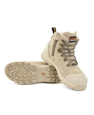 Bison XT Zip Side Safety Boot Stone