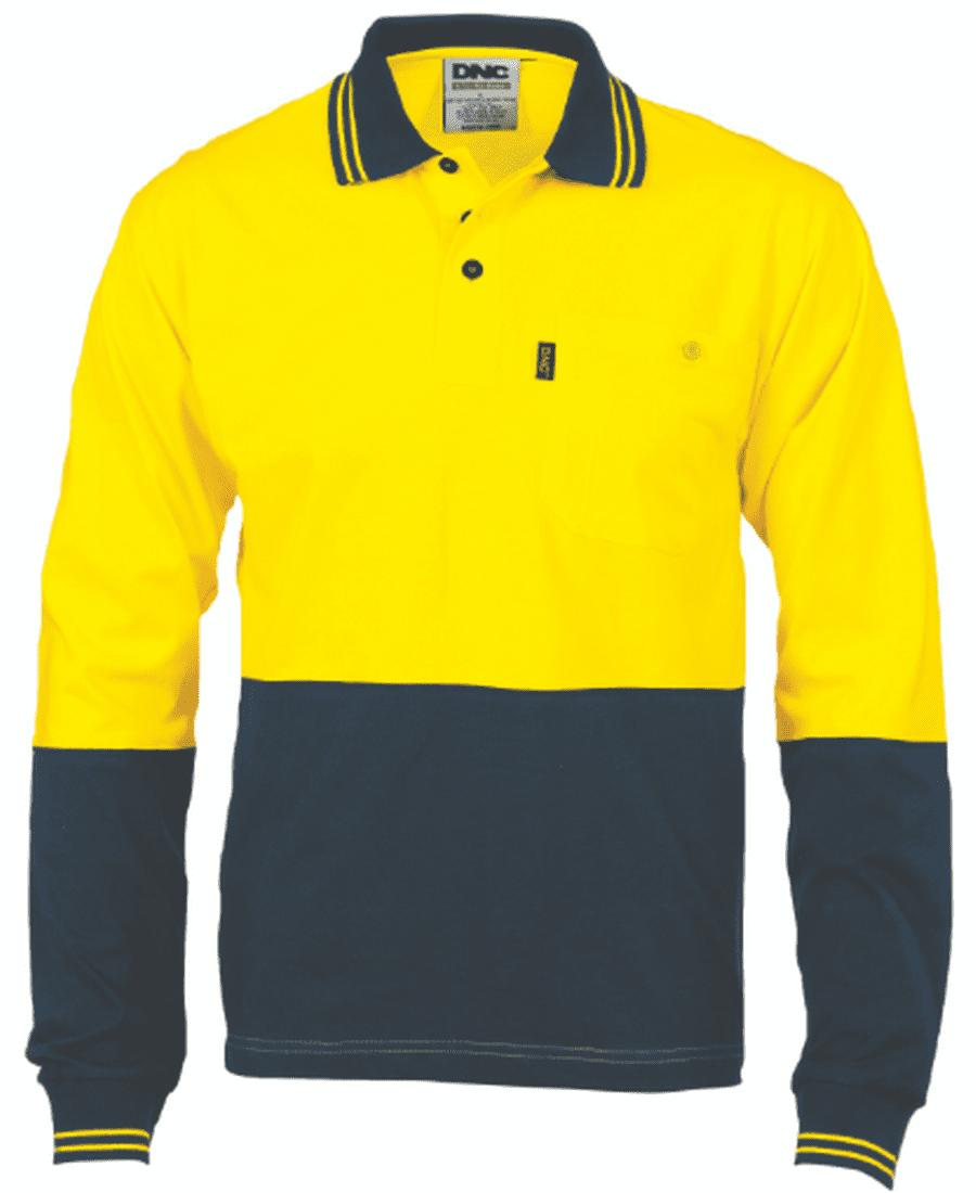 DNC Cotton Polo Shirt LS HVis